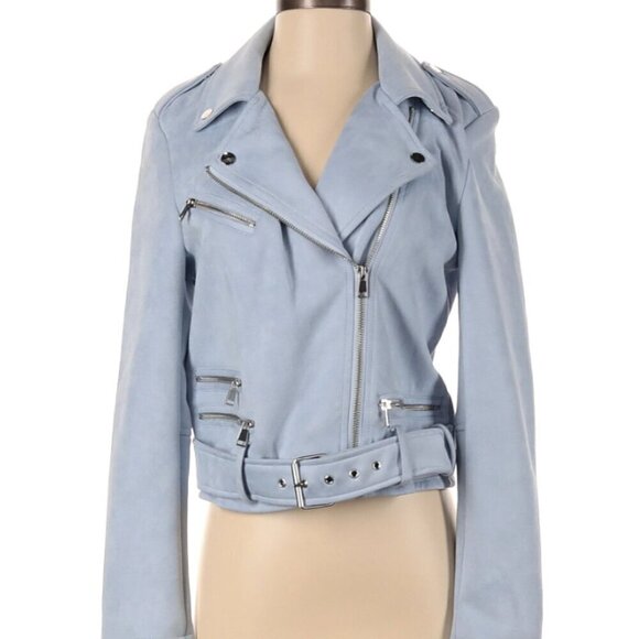 PHILOSOPHY faux suede jacket large blue - Picture 2 of 12